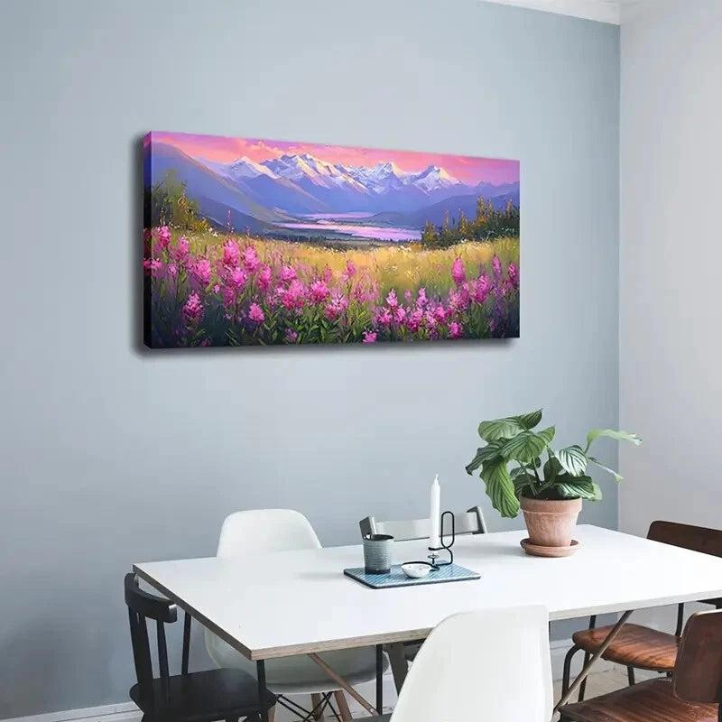 Distant Mountain Snow-Capped Wall Art Canvas Office Home Room Framed 120x60cm - Bella Home Decor
