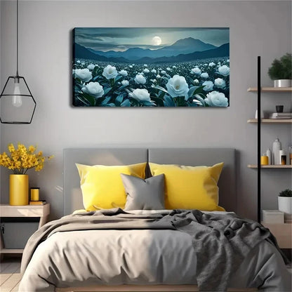 Round Moon Hanging High Below Wall Art Canvas Office Home Room Framed 120x60cm