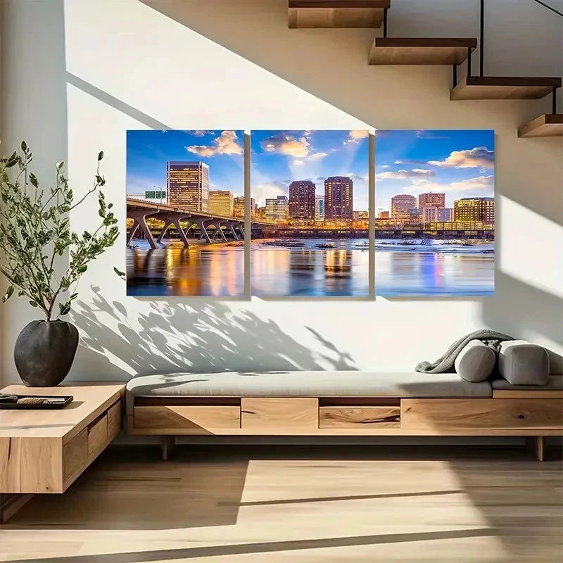 3pcs Richmond, Virginia Skylin Metal Print Ready to Hang Art
