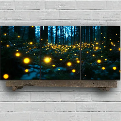 3pcs Fireflies in the Forest Triple Metal Print Ready to Hang Art - Bella Home Decor