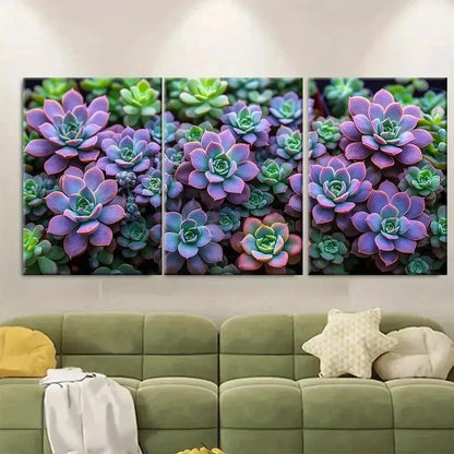 3pcs Paper Purple and Green Bunch GH  Wall Art Set Canvas Framed 50x70cm - High Quality Print 100% Australian Made Wall Canvas Ready to Hang - Bella Home Decor
