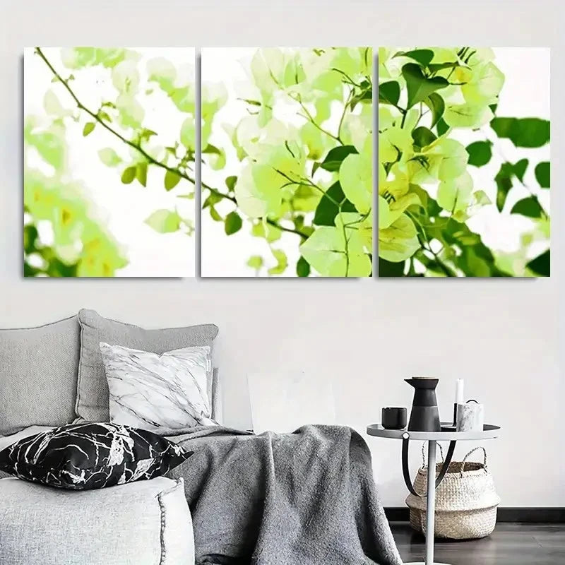 3pcs Green Bougainvillea Botanical Nature Metal Print Ready to Hang Art