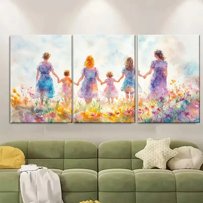 3pcs Family Portrait Metal Print Ready to Hang Art