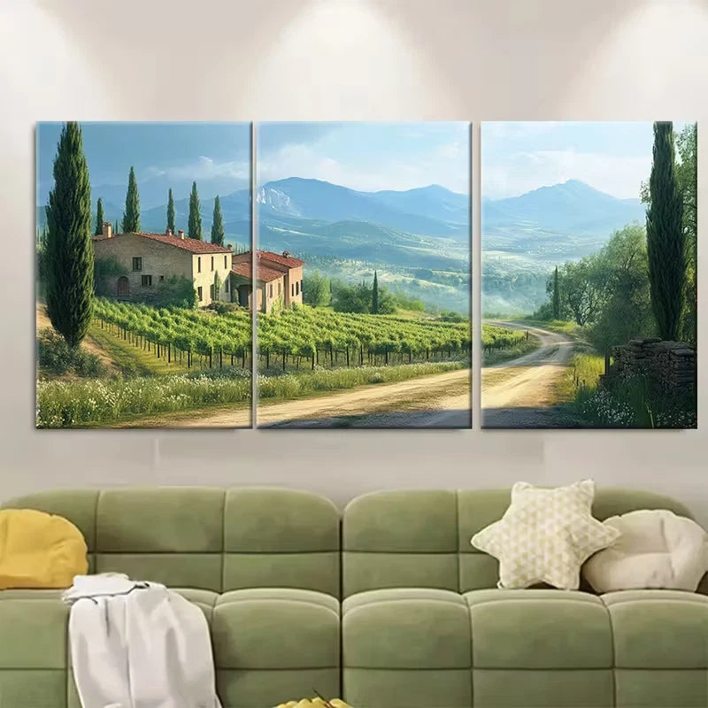 3pcs Tuscany in Spring Metal Print Ready to Hang Art