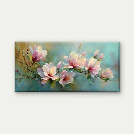 Blush Pink & White Floral Wall Art Canvas Office Home Room Framed 120x60cm