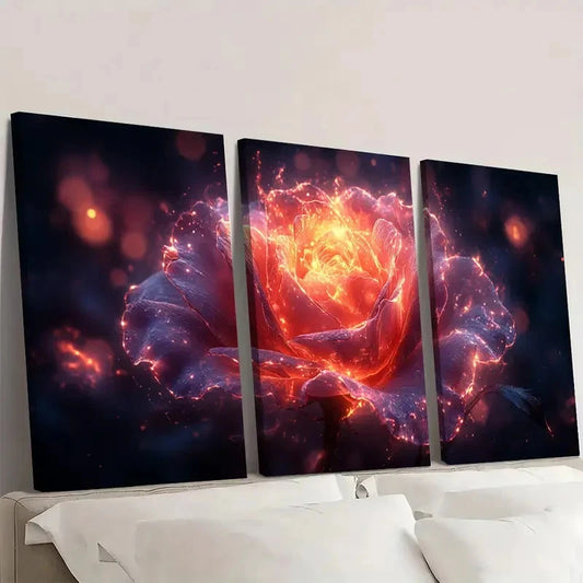 3pcs Magical Rose Art Rose XC Wall Art Set Canvas Framed 50x70cm - High Quality Print 100% Australian Made Wall Canvas Ready to Hang