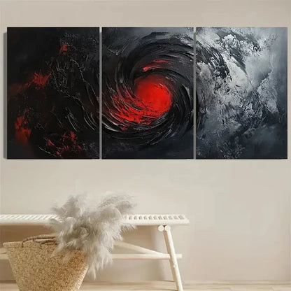 3pcs Swirling Red & Gray Design Wall Art Set Canvas Unframed - High Quality Print 100% Australian Made Wall Canvas