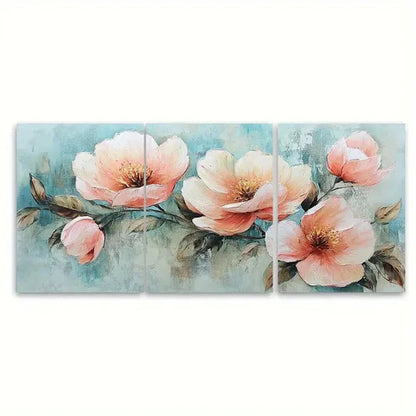 3pcs Garden Soft Color Textured Flower Design Wall Art Set Canvas Unframed - High Quality Print 100% Australian Made Wall Canvas - Bella Home Decor