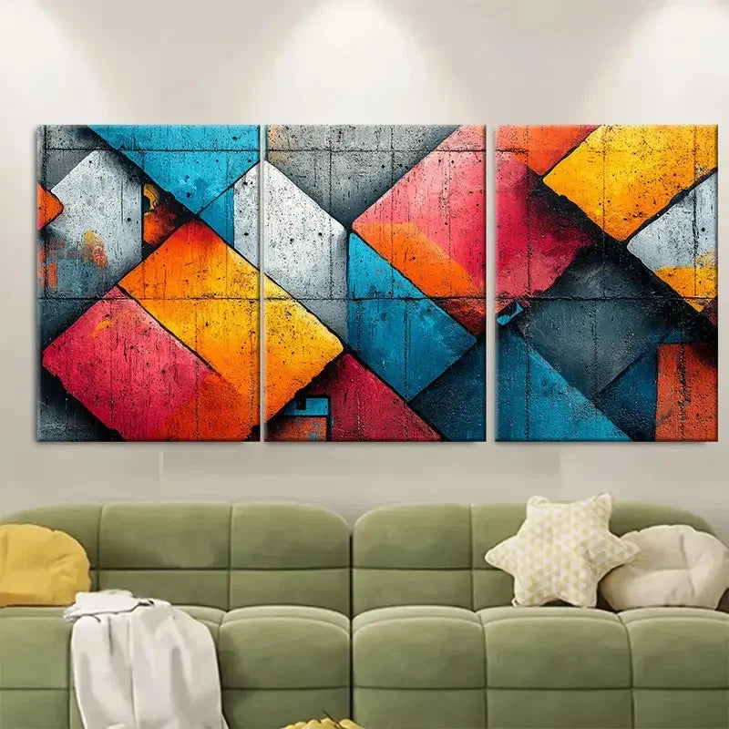 3pcs Abstract Street Art Print RO   Wall Art Set Canvas Framed 40x60cm - High Quality Print 100% Australian Made Wall Canvas Ready to Hang - Bella Home Decor