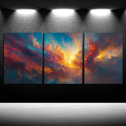 3pcs Vibrant Stunning Nebula Illustration Metal Print Ready to Hang Art - Bella Home Decor