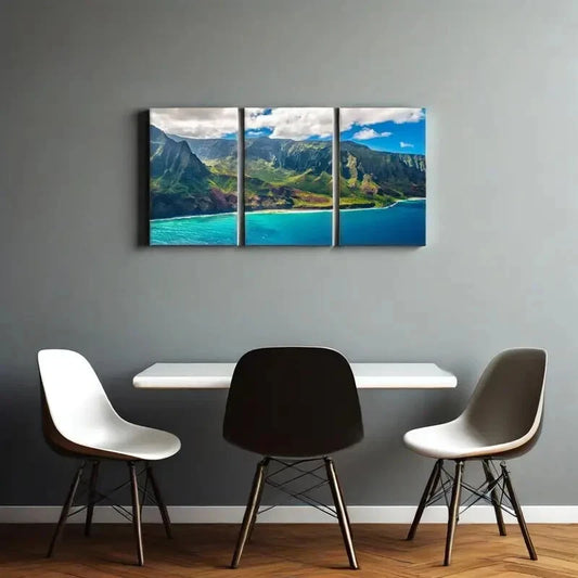 3pcs View on Napali Coast on Kauai island Metal Print Ready to Hang Art