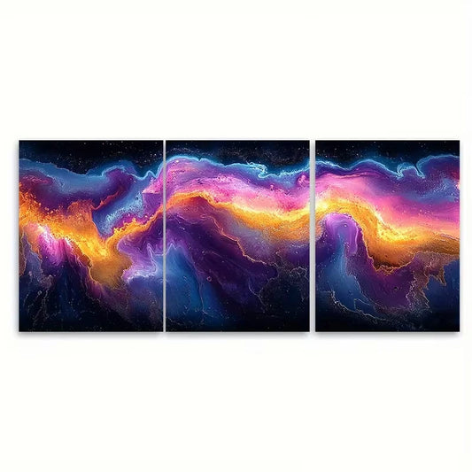 3pcs Vibrant Abstract Volcanic Metal Print Ready to Hang Art