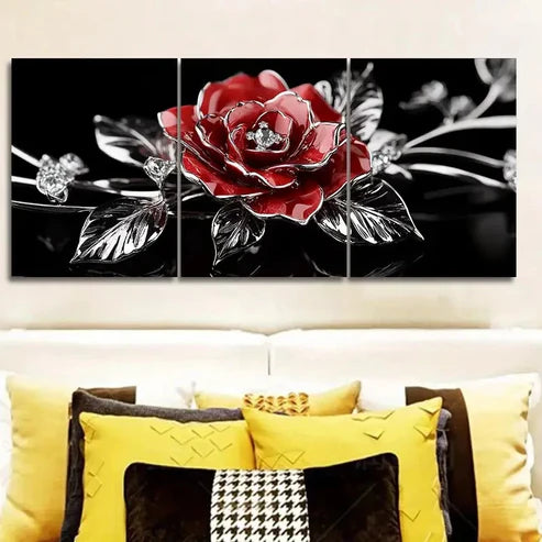 3pcs Jewel rose Wall Art Set Canvas Unframed - High Quality Print 100% Australian Made Wall Canvas