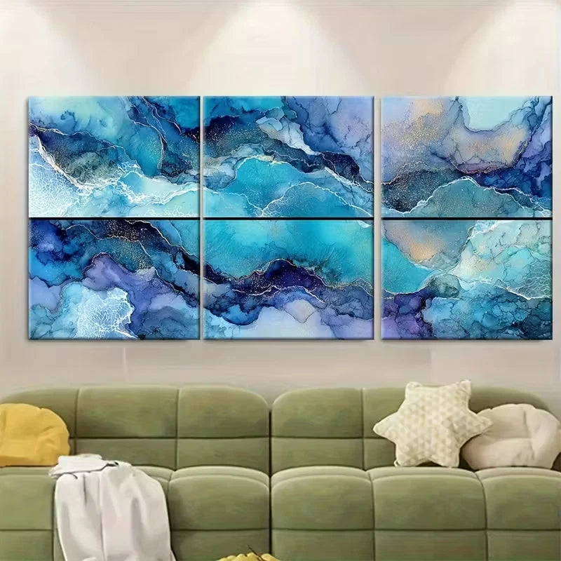 3pcs Seamless Continuous Ocean Seascape Metal Print Ready to Hang Art