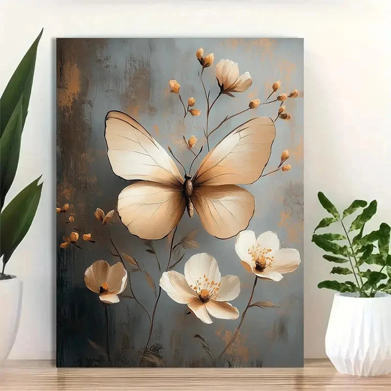 Beautiful Elegant Neutral Tones Bohemian Painting 40x60cm Metal Print Ready to Hang