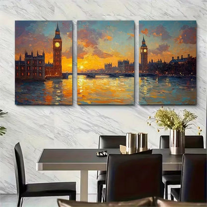 3pcs London Cityscape Metal Print Ready to Hang Art