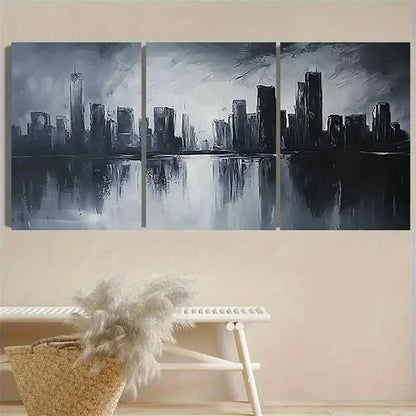 3pcs Monochrome Cityscape Vintage Wall Art Canvas Unframed - High Quality Print 100% Australian Made Wall Canvas