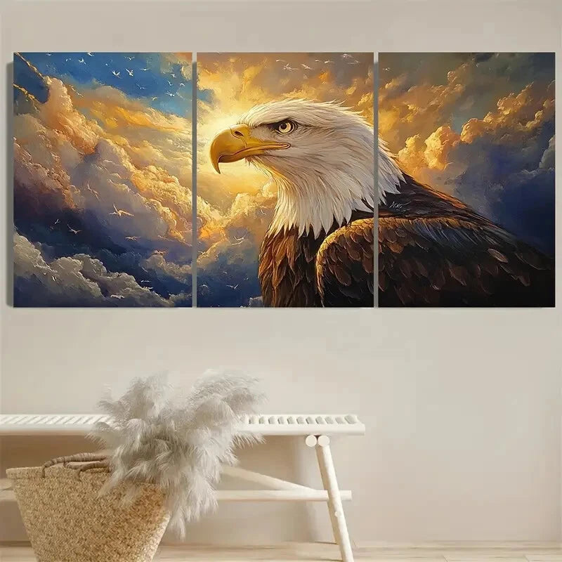 3pcs Vibrant Eagle with Sky View Metal Print Ready to Hang Art - Bella Home Decor