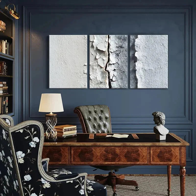 3pcs Urban Decay Cracked Surface Design Industrial Metal Print Ready to Hang Art - Bella Home Decor