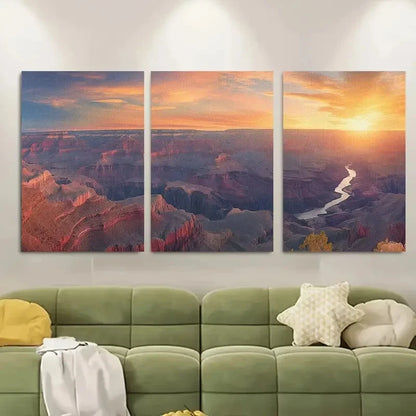 3pcs Grand Canyon at Sunset Landscape Metal Print Ready to Hang Art