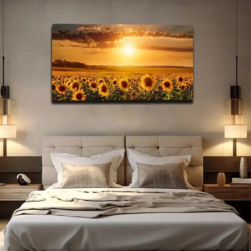 Sunflowers Magnificent Wall Art Canvas Office Home Room Framed 120x60cm