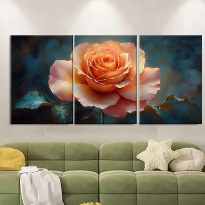 3pcs Rose Flowers Brushstroke Oil Painting Metal Print Ready to Hang Art