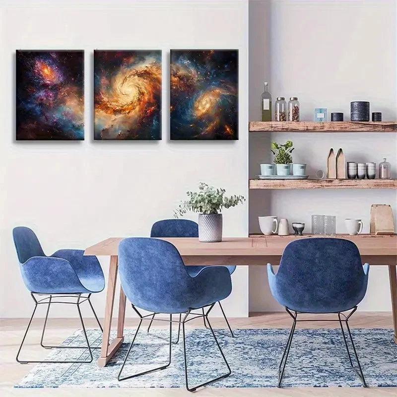 3pcs Cosmic Spiral for Galaxy Painting Metal Print Ready to Hang Art - Bella Home Decor