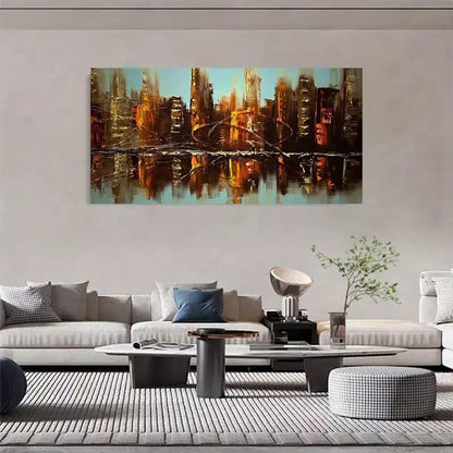 Retro Skyscraper Cityscape Wall Art Canvas Office Home Room Framed 120x60cm
