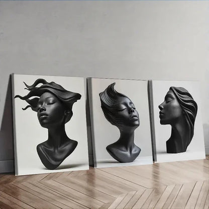 3pcs Matte Luxurious Classic Modern Sculptures Wall Art Canvas Unframed - High Quality Print 100% Australian Made Wall Canvas