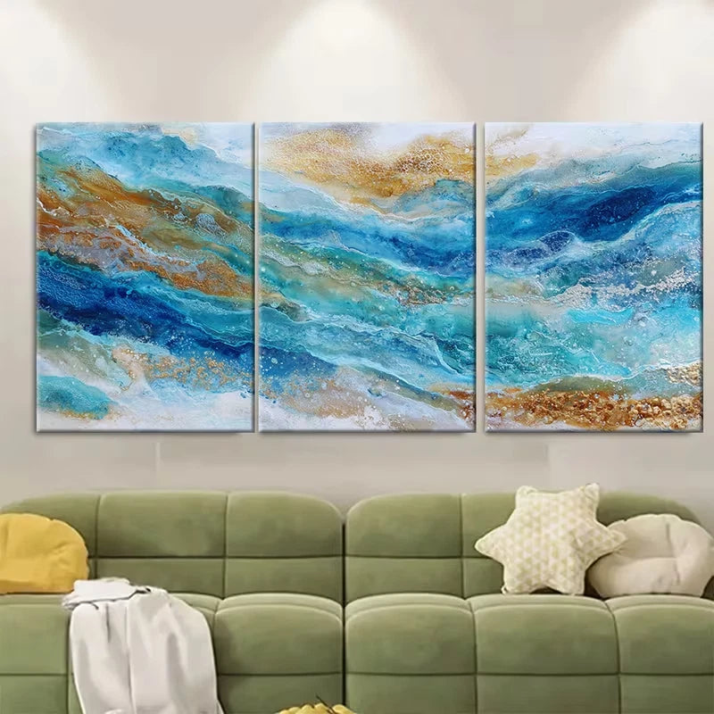 3pcs Golden Sky Sunset Ocean Metal Print Ready to Hang Art - Bella Home Decor