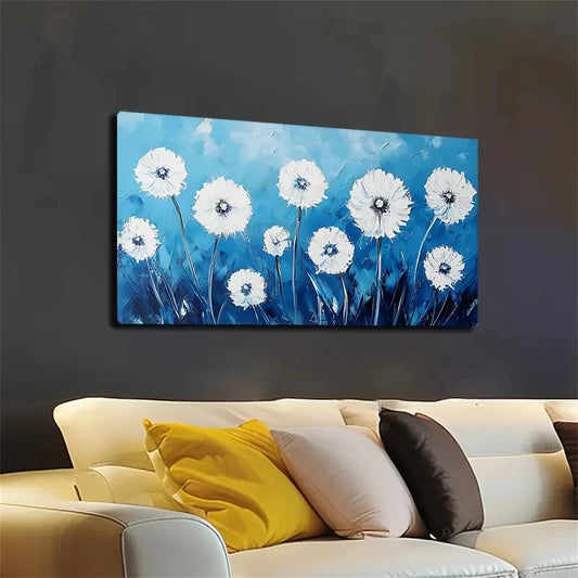 Minimalist White Flower Wall Art canvas office home room framed 120x60cm