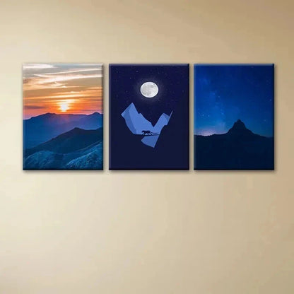3pcs Sunrise & Nighttime Adventure Perfect Wall Art Set Canvas Framed 50x70cm - High Quality Print 100% Australian Made Wall Canvas Ready to Hang - Bella Home Decor