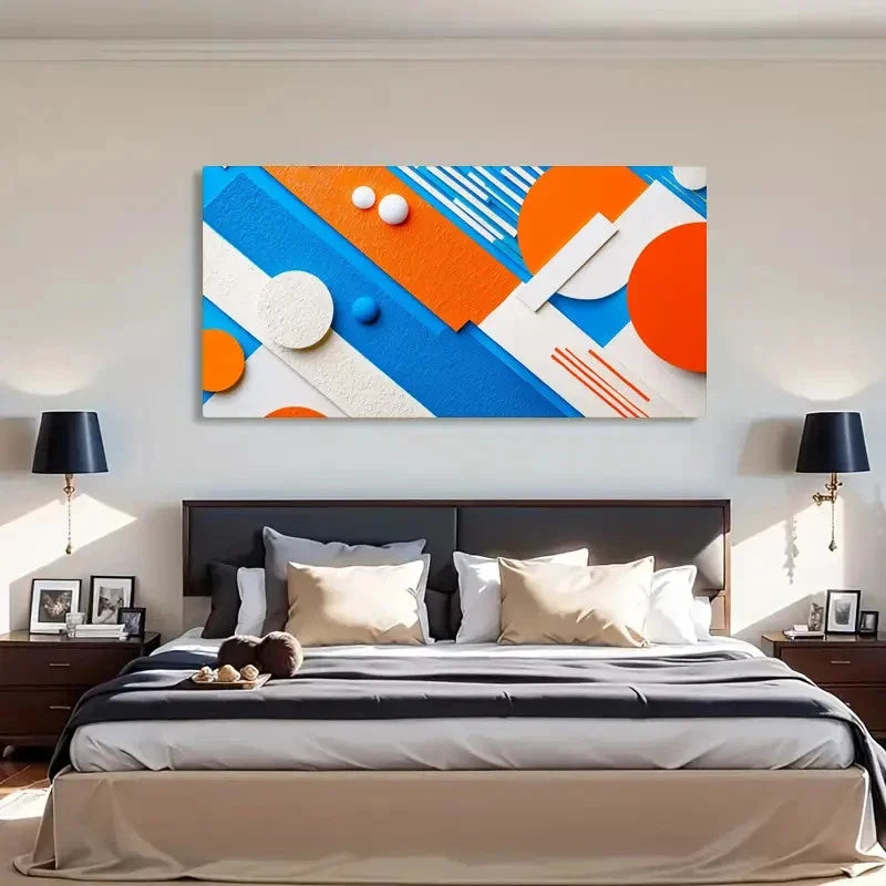Geometric Shapes Orange Décor Wall Art Canvas Office Home Room Framed 120x60cm - Bella Home Decor