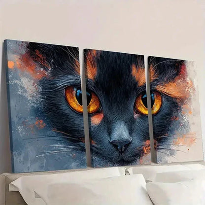 3pcs Modern Retro Style Cat Illustration Wall Art Canvas Unframed - High Quality Print 100% Australian Made Wall Canvas