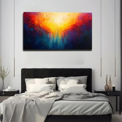 Vibrant Orange Red Yellow Blue Wall Art Canvas Office Home Room Framed 120x60cm