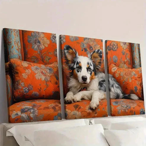 3pcs Whimsical Dog Giclee Fine Art Wall Art Set Canvas Unframed – High Quality Print 100% Australian Made Wall Canvas - Bella Home Decor
