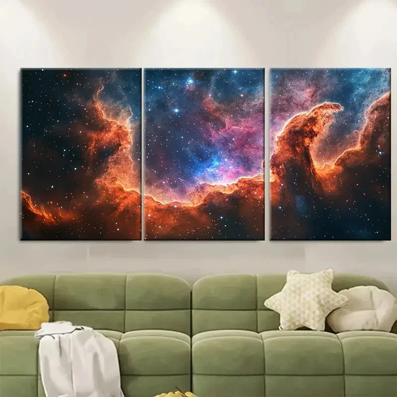 3pcs Cosmic Nebula for galaxy ti  Wall Art Set Canvas Framed 50x70cm - High Quality Print 100% Australian Made Wall Canvas Ready to Hang - Bella Home Decor