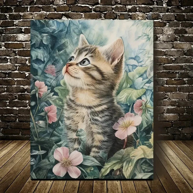 Charming American Shorthair Kitten Painting 40x60cm Metal Print Ready to Hang
