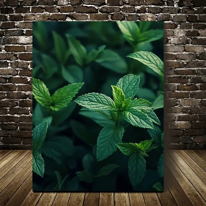 Beautiful Green Herb Garden Scene Painting 40x60cm Metal Print Ready to Hang - Bella Home Decor