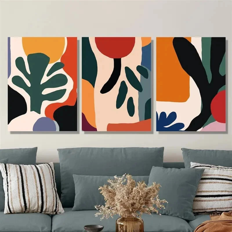 3pcs simple color block abstract painting, Metal Print Ready to Hang Art