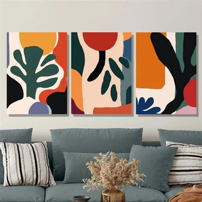 3pcs simple color block abstract painting, Metal Print Ready to Hang Art