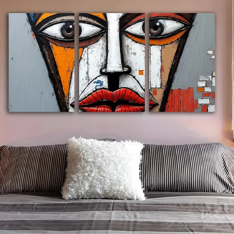 3pcs Abstract Woman Face Paintings Wall Art Set Canvas Framed 40x60cm - High Quality Print 100% Australian Made Wall Canvas Ready to Hang - Bella Home Decor