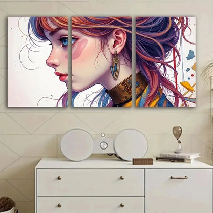 3pcs Colorful Woman Portrait Metal Print Ready to Hang Art - Bella Home Decor