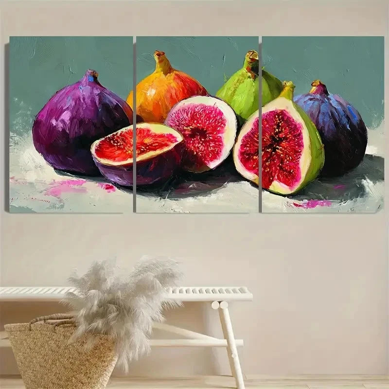 3pcs Still Life Fig Fruit Print Kitchen Art Wall Art Set Canvas Framed 40x60cm - High Quality Print 100% Australian Made Wall Canvas Ready to Hang