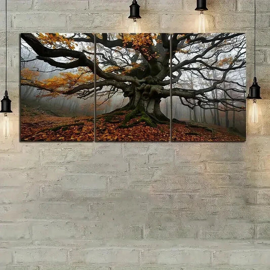 3pcs A Huge Tree Autumn Long Branches Wall Art Set Canvas Framed 50x70cm - High Quality Print 100% Australian Made Wall Canvas Ready to Hang