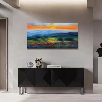 Sunrise Flower Field Decor Wall Art Canvas Office Home Room Framed 120x60cm