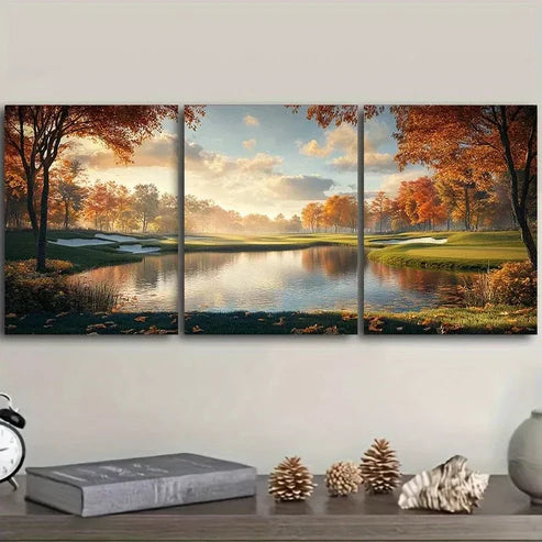 3pcs Golf Course Nature Wall Art Canvas Unframed - High Quality Print 100% Australian Made Wall Canvas - Bella Home Decor