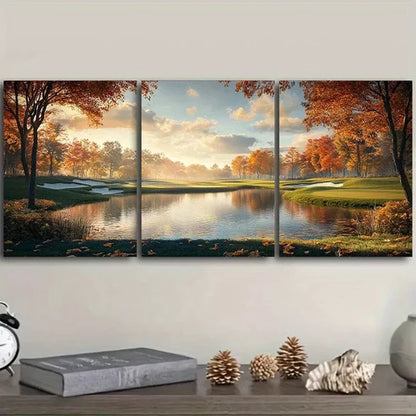 3pcs Golf Course Nature Wall Art Canvas Unframed - High Quality Print 100% Australian Made Wall Canvas - Bella Home Decor