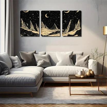 3pcs The Moon On The Sky Art Style Wall Art Canvas Unframed - High Quality Print 100% Australian Made Wall Canvas