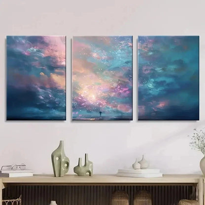3pcs Ethereal Abstract Wallpaper Style Wall Art Set Canvas Framed 40x60cm - High Quality Print 100% Australian Made Wall Canvas Ready to Hang